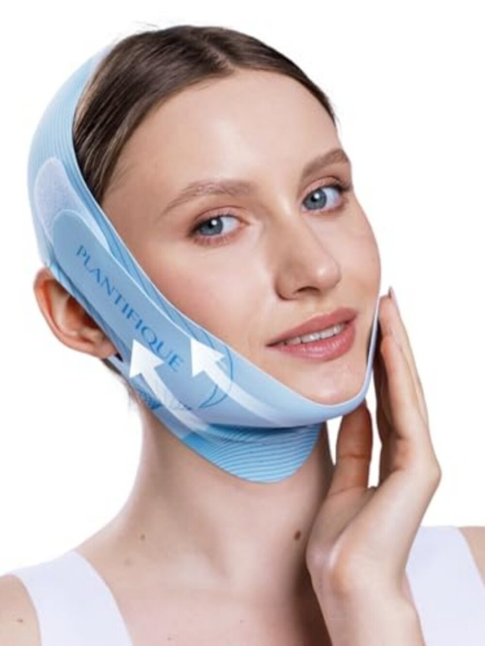 V Line Ice Silk Chin Strap Face Contouring Mask with Gua Sha and Ice Roller Set